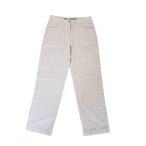 Tilley beige hemp trouser pants high rise straight leg relaxed fit sz 10